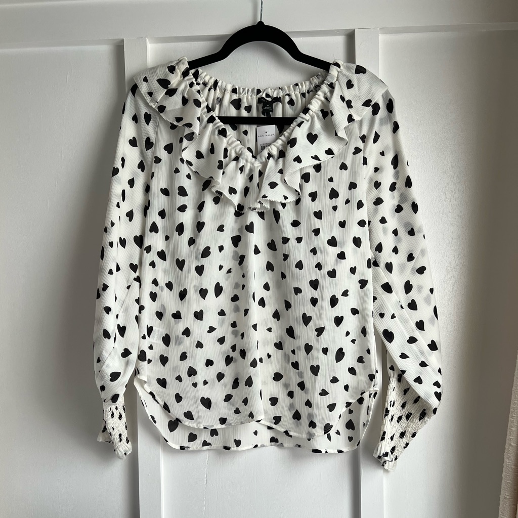 Long Sleeved Heart Print Blouse